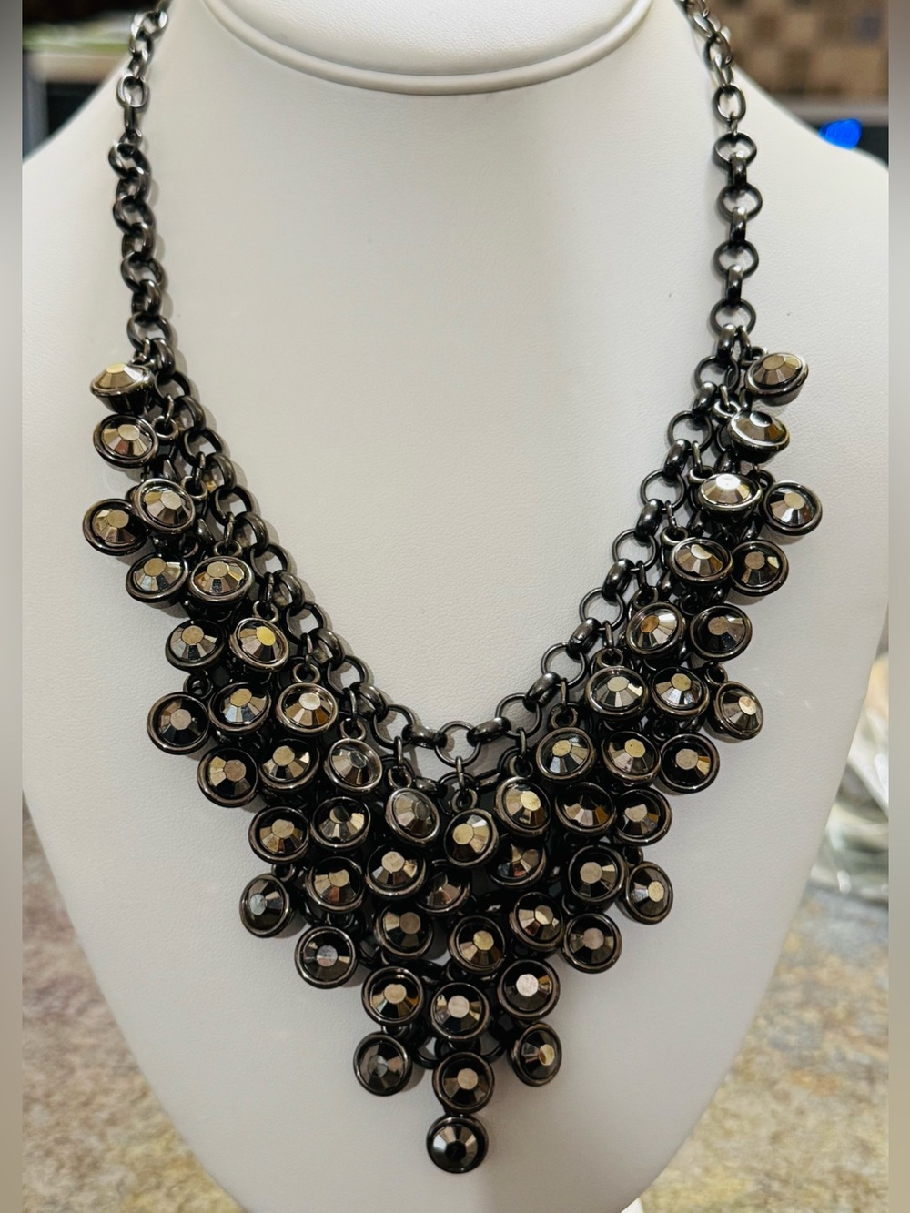 Steve Madden Statement Gunmetal Bib Necklace